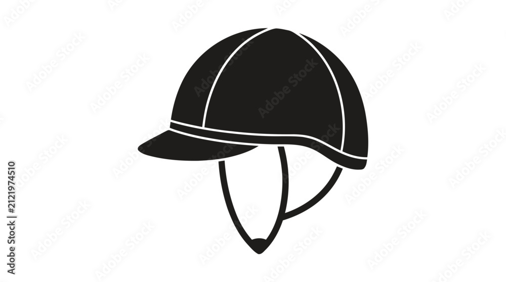Fototapeta premium Vector illustration of black silhouette of a horse riding helmet on a transparent background