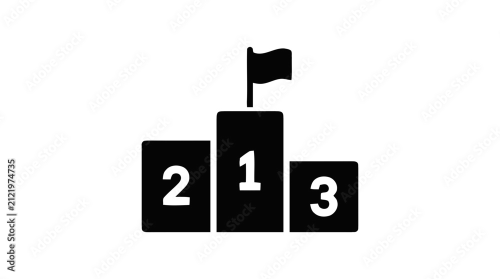 Obraz premium Vector illustration of winner podium icon with flag on a transparent background