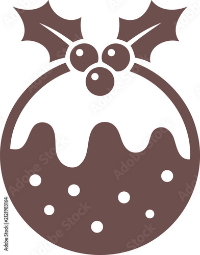 Obraz na plátně Stylized graphic icon representing a traditional Christmas pudding adorned with