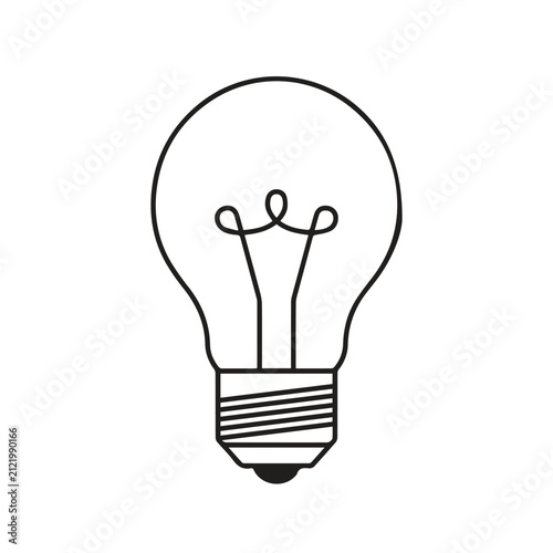 Minimalist outline icon of an incandescent light bulb with innovation, invention