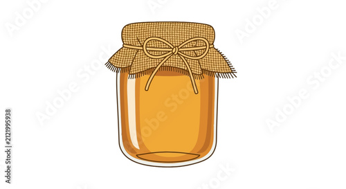 Obraz na płótnie Honey jar with rustic burlap lid and twine bow