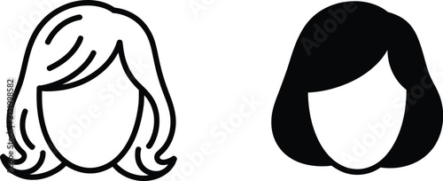 Wig Icon Set Featuring Hairpiece and Hairstyle Symbols for Beauty, Fashion, Salon Services, Costume Design, and Web Applications
