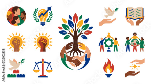 Human rights day vector illustration. Equality and social justice concept flat graphic design.