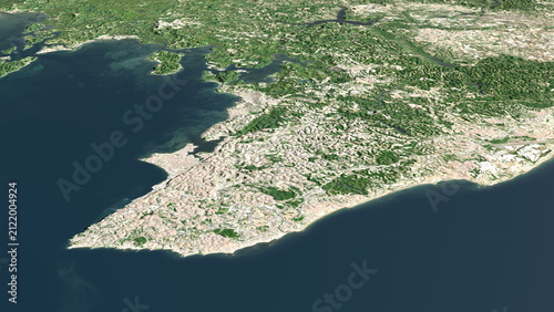 Obraz na płótnie Oblique aerial 3D illustration of Salvador, Brazil