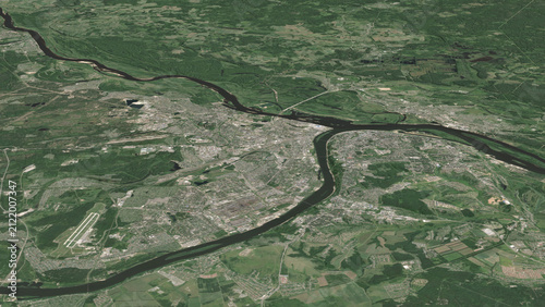 Foto Oblique aerial 3D illustration of Nizhny Novgorod, Russia