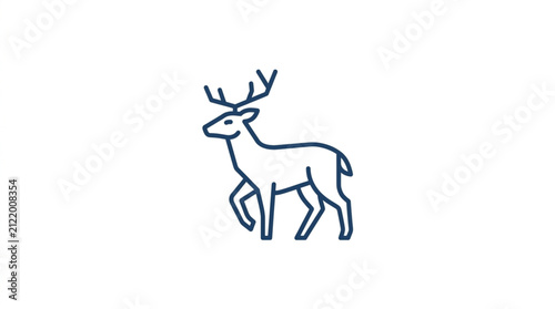 Foto Minimalist line art illustration of a deer standing.