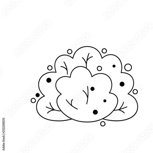 Stylized Bush with Berries and Leaves