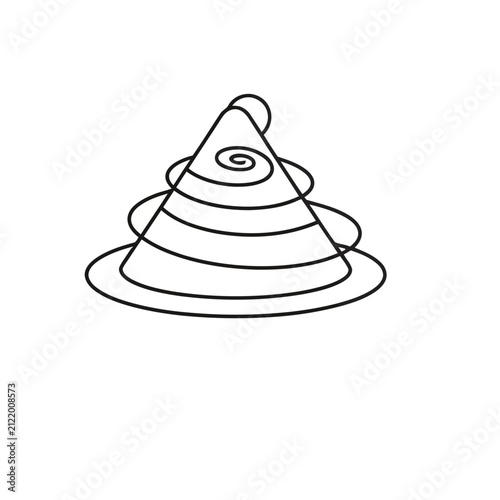 Abstract cone shape with spiral and circles