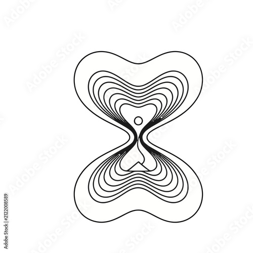 Abstract hourglass shape with concentric lines