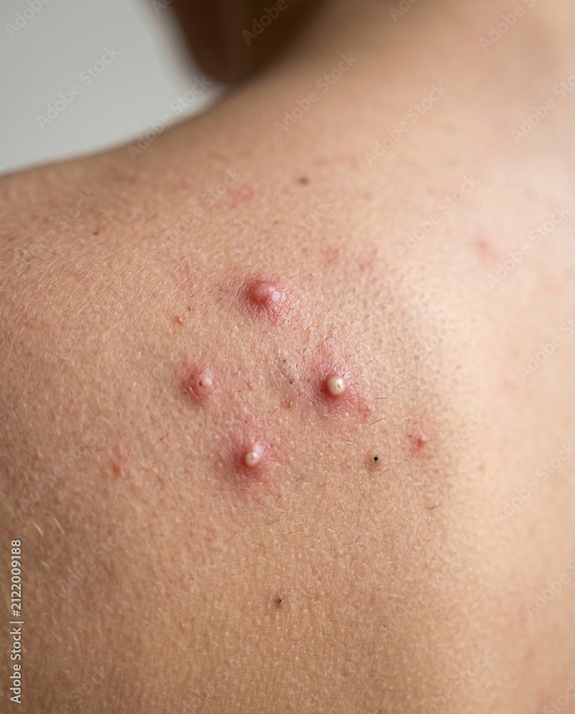 Fototapeta premium Severe acne pimples on human back
