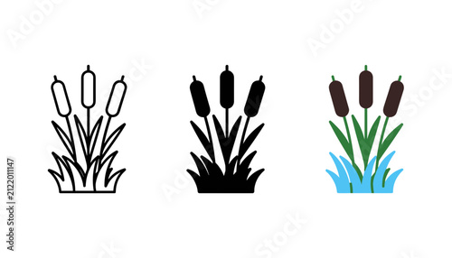 Foto Three stylized feather duster illustrations in different color variations