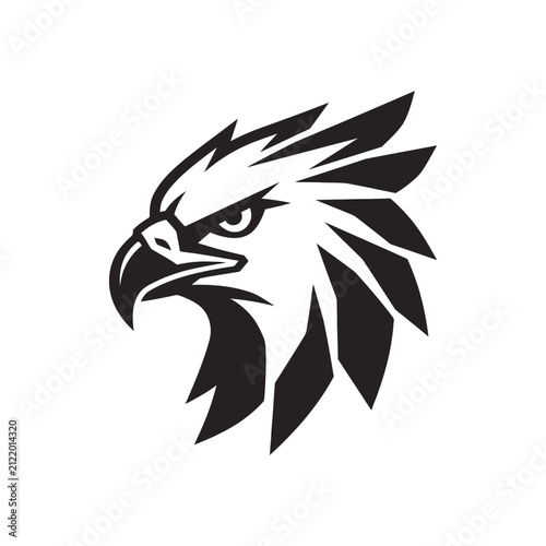 Foto Black and white eagle head illustration.
