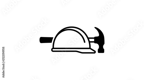 Black and white hard hat icon.