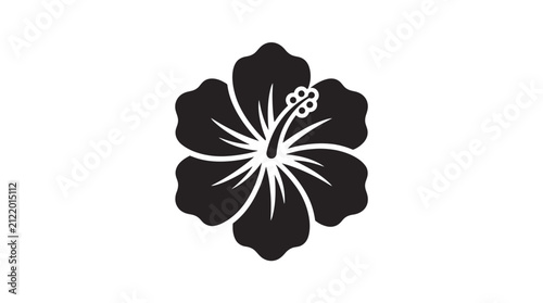 Black and white hibiscus flower icon.