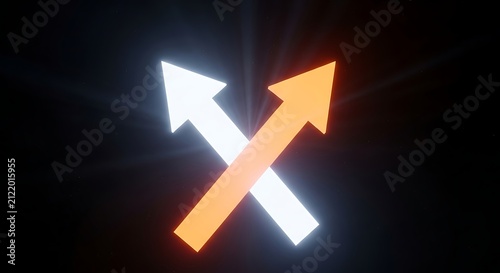 Arrow set highlights diverging paths and strategic decisions on a dark background