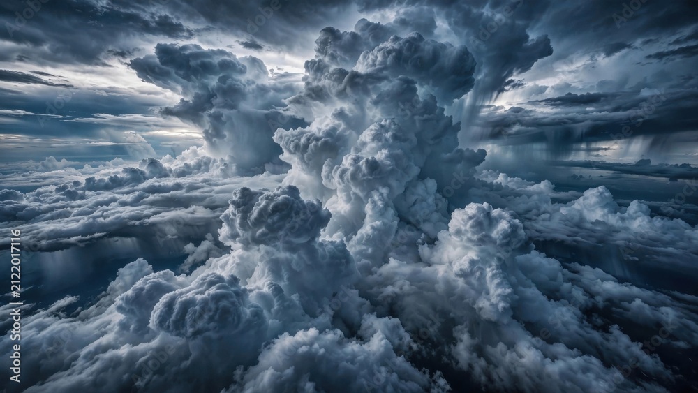 Obraz premium Dramatic Cumulonimbus Cloud Formation Above Sea of Clouds.