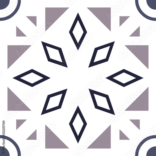 Seamless Geometric Ceramic Tile Pattern, Abstract Mediterranean Vintage Mosaic Design for Floor and Wall Decor