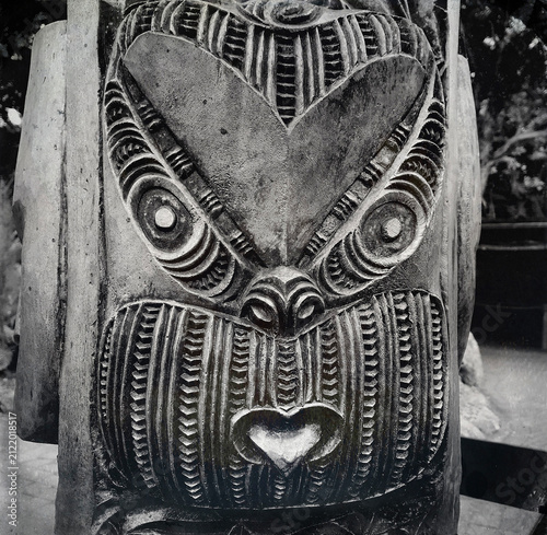 Traditional Maori face carving