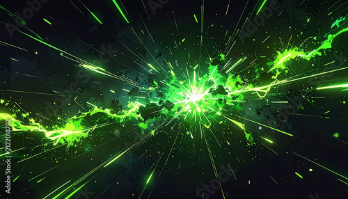 Laser beam sweep transition, horizontal laser cutting across frame, glowing trail and sparks, green screen background
4