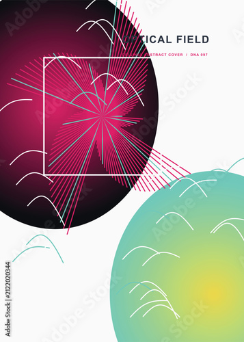 Abstract geometric cover design with circles and linear patterns
