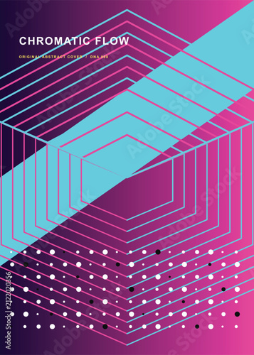 Abstract geometric poster design with vibrant pink and blue gradients