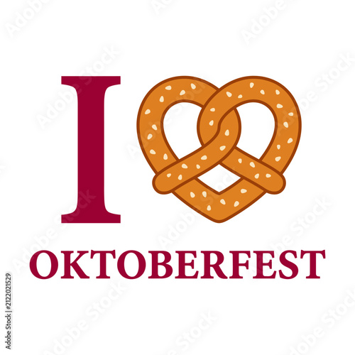 I love oktoberfest design with a heart shaped pretzel illustration for festival celebration Vector