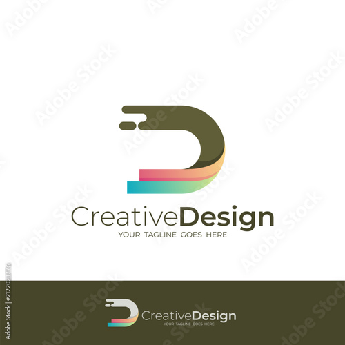 D logo, Colorful 3D company logo featuring the initial D, logo ready for use.