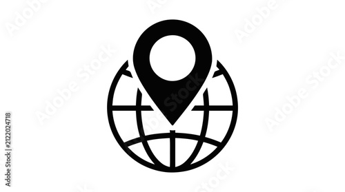 Vector illustration of global location pin icon on a transparent background