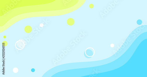 Negative Space abstract background with blue Shapes and bubbles flat Design