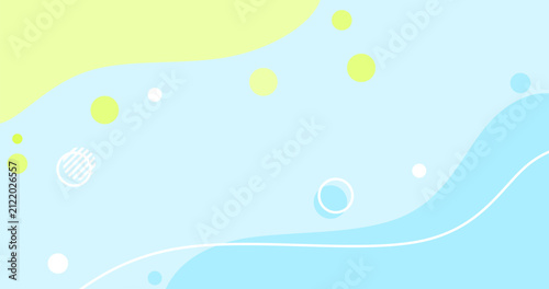 Abstract blue and yellow background with bubbles and Line Flat Design