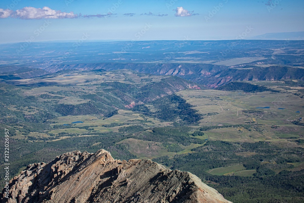 Fototapeta premium Placerville and San Miguel River canyon from Wilson Peak Summit