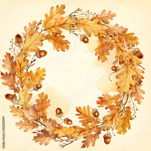 Golden autumn maple leaves scattered on white background.