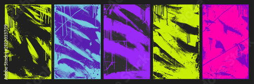 Fotografie Urban punk spray paint poster background set