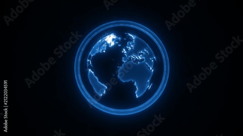 Cyber Planet Earth Logo With Hud Infographics Effects