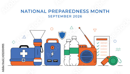 Obraz na plátně National preparedness month emergency kit illustration
