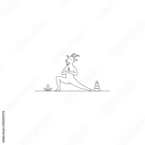 Goat Yoga Pose Line Art
