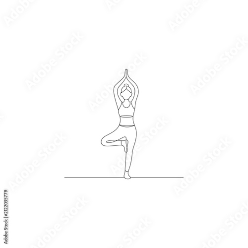 Tree Yoga Pose Line Art