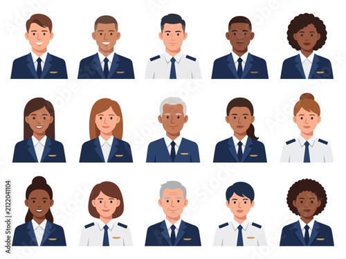 Diverse business people avatars. Professional corporate team members in suits and uniforms.