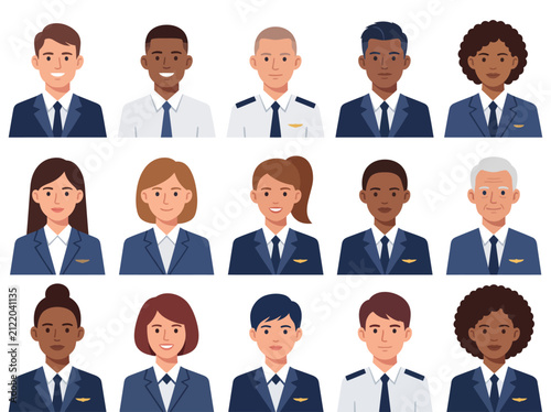 Diverse business people avatars. Professional team members and corporate employee portraits.