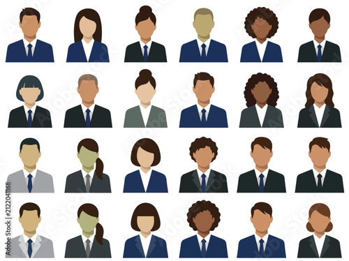 Diverse business people avatar set. Professional corporate team members and office staff.