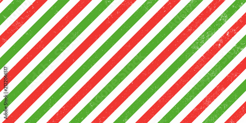 Christmas diagonal stripes pattern, seamless brush texture lines background, red and green geometric parallel strokes, gift paper vector