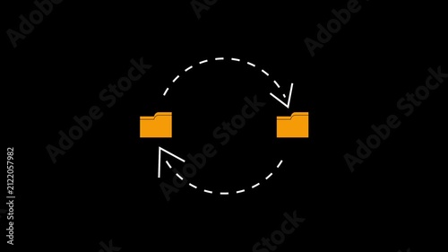 folder synchronization animation with bidirectional file transfer.