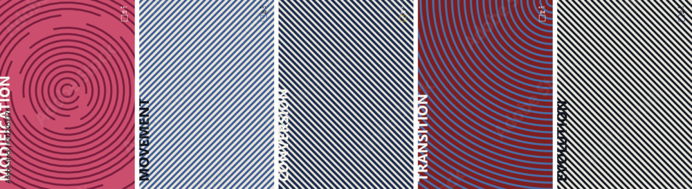 Obraz premium Creative abstract pattern collection with circular and diagonal lines for artistic use.