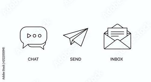 Communication icons for chat send inbox.