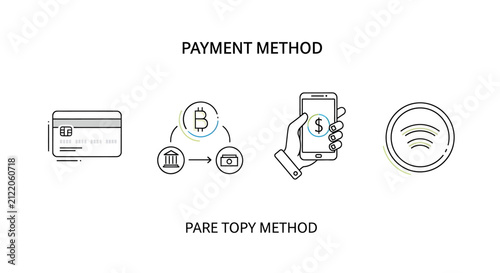 Payment method icons on white background.