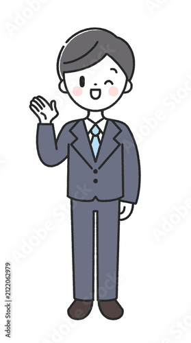 案内をする男性社員　全身