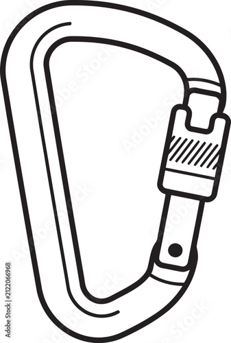 Metal climbing carabiner vector icon for mountain sports and safety gear
