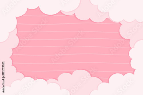 Cute Pink Cloud Frame Background with Copy Space