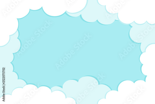 Pastel Blue Cloud Frame Background with Copy Space