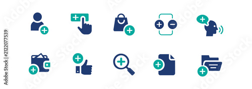 Fotografie Plus sign icon set